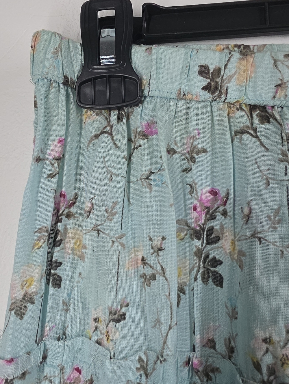 Denim & Supply Ralph Lauren Foam Green Floral Tiered Maxi Skirt M Boho Cotton - Picture 7 of 11